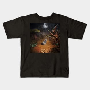 Awesome wolf in the dark night Kids T-Shirt